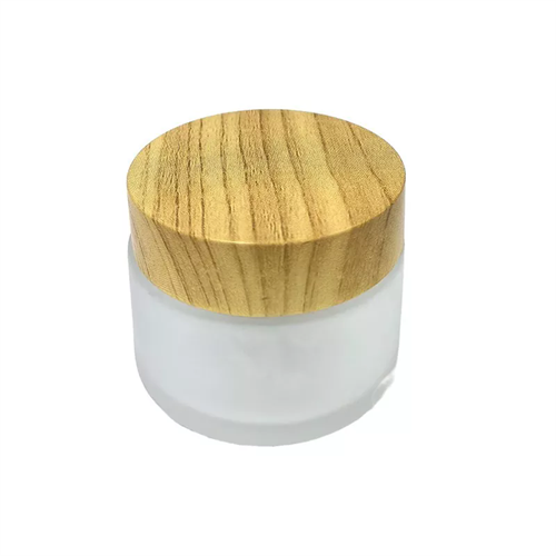 Cosmetic Empty Glass Lotion jar with Wooden Lid